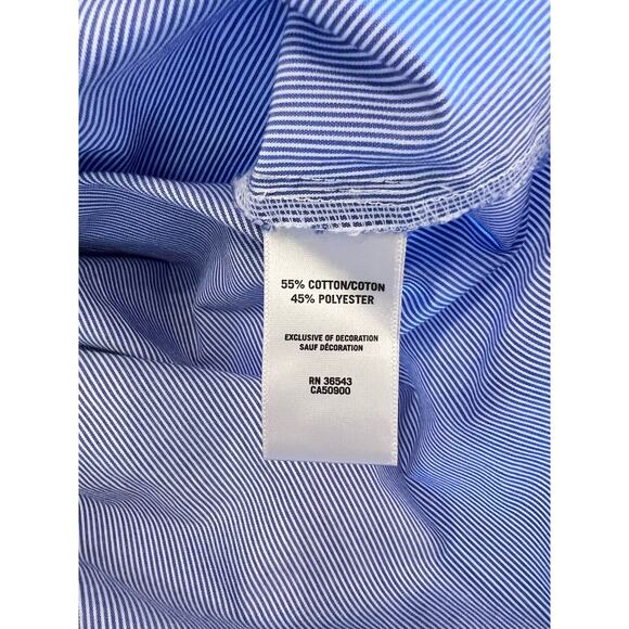 Van Heusen Women's Blue White Stripe Bell Sleeve Embroidered Size XL Top - Picture 4 of 7